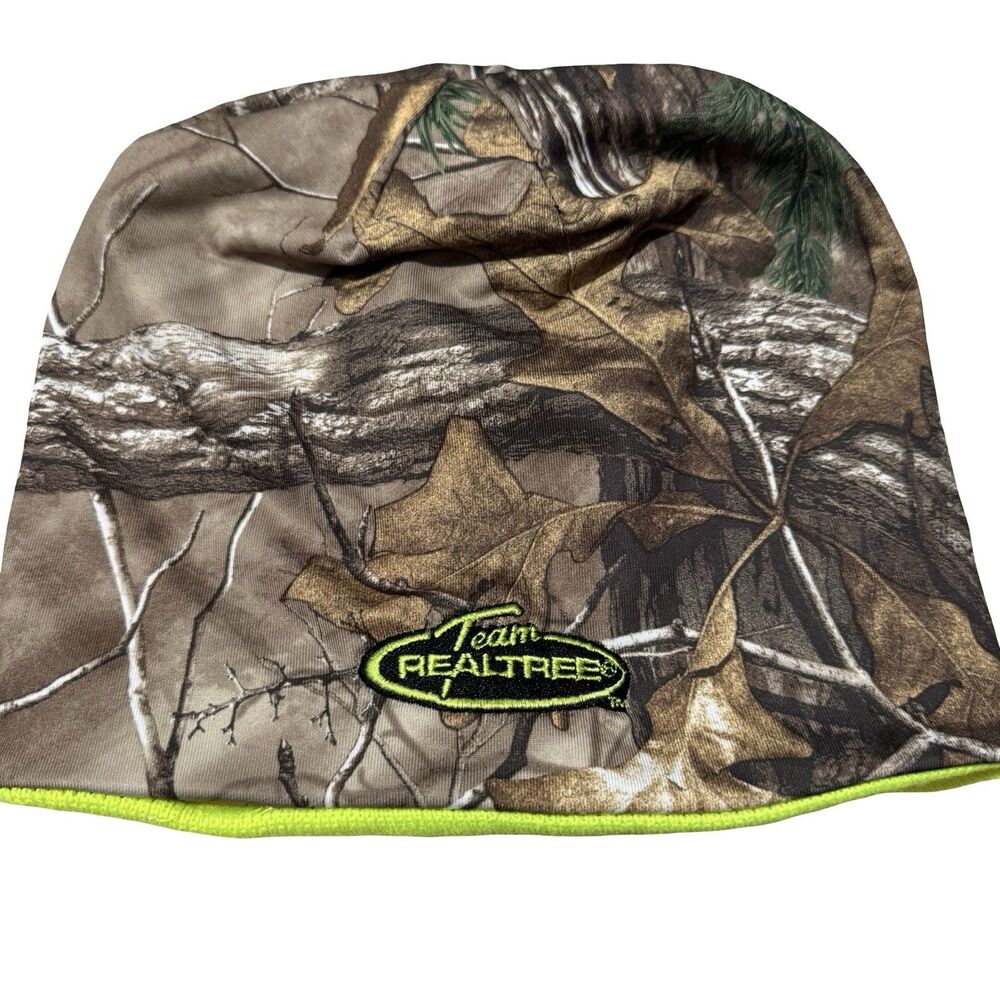 Team Realtree Camo Heat Retention Beanie Hat Cap Lime Green One Size Fits Most